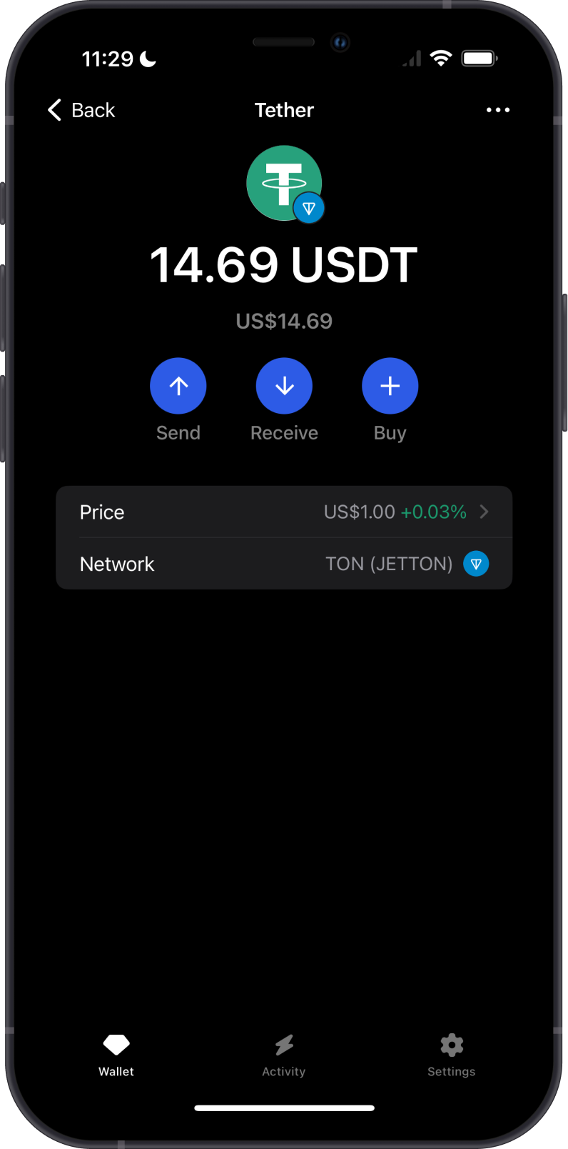 USDT-Jetton on Gem Wallet