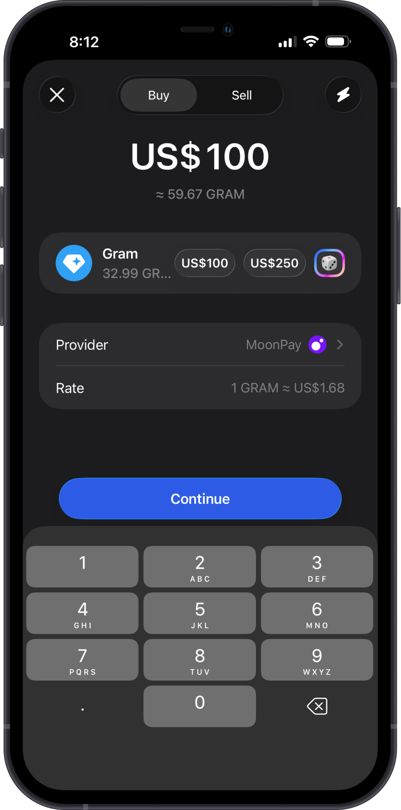 Buy GRAM on Gem Wallet