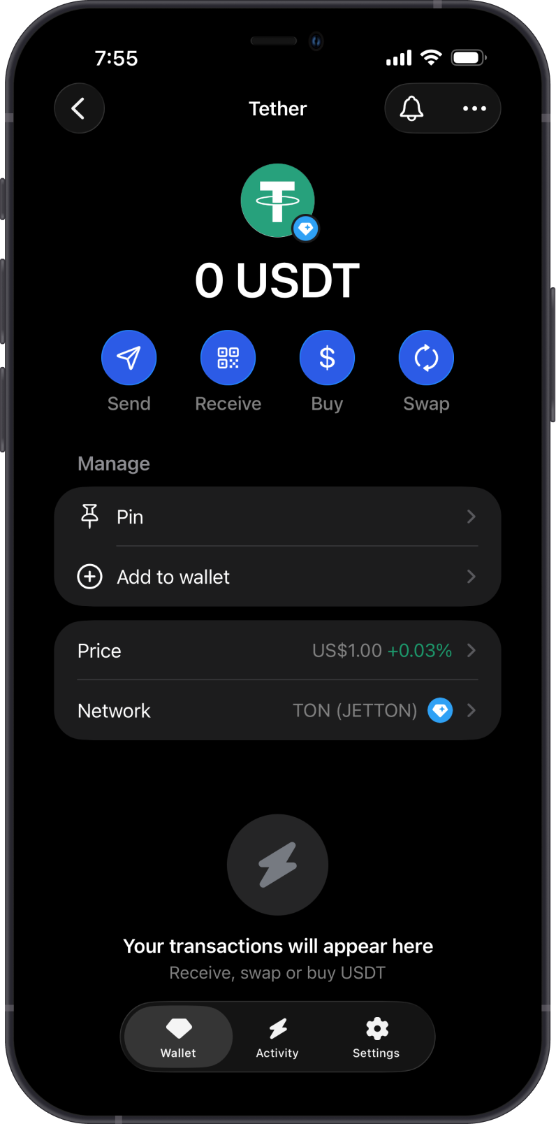 TON Jetton on Gem Wallet