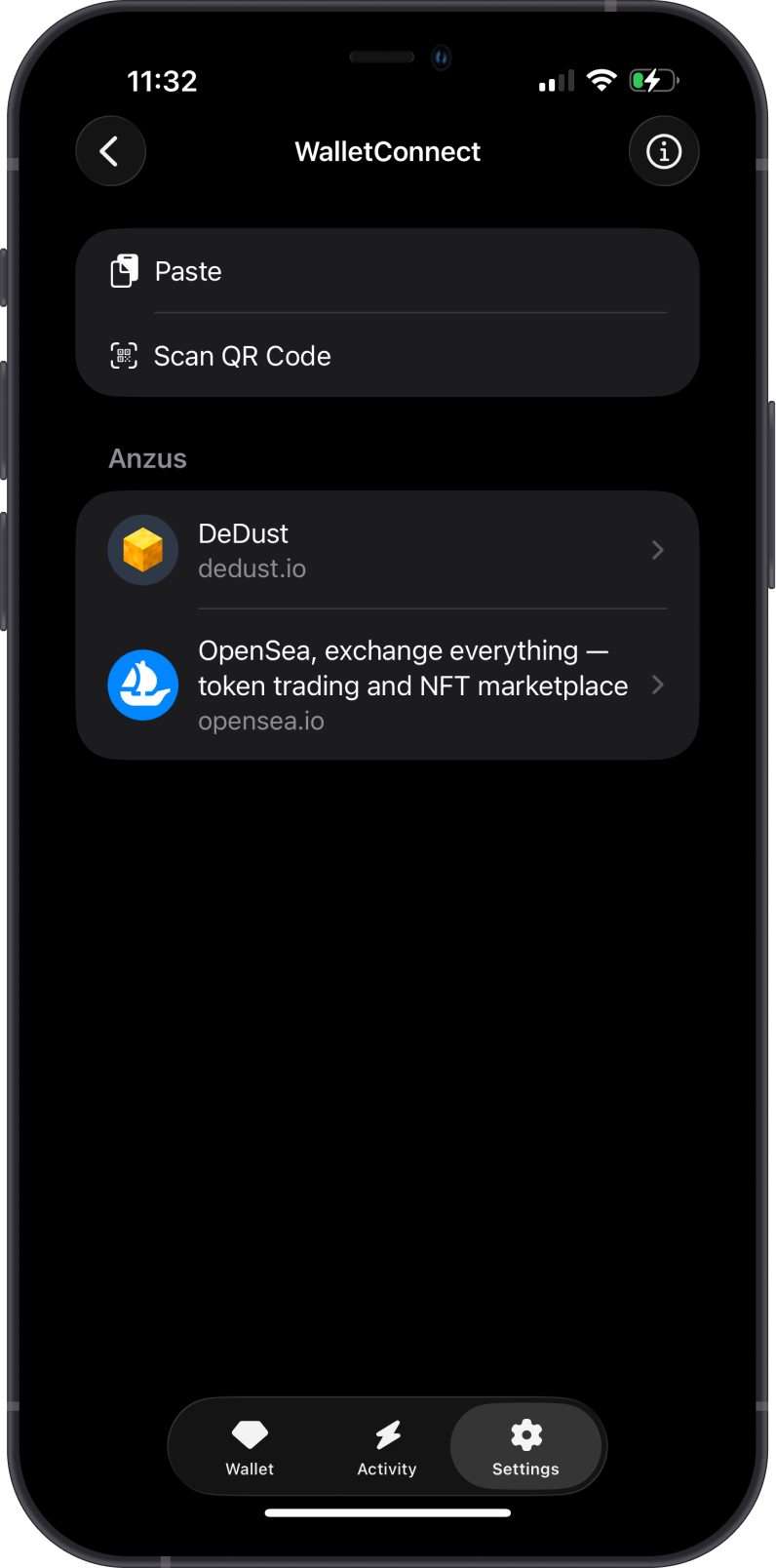 TON WalletConnect sessions in Gem Wallet