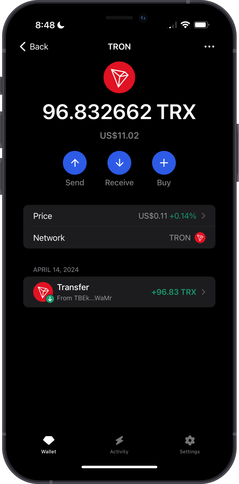 TRX on Gem Wallet