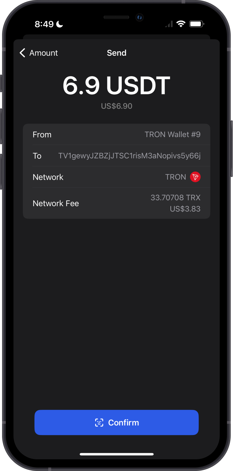 Send TRC20 on Gem Wallet