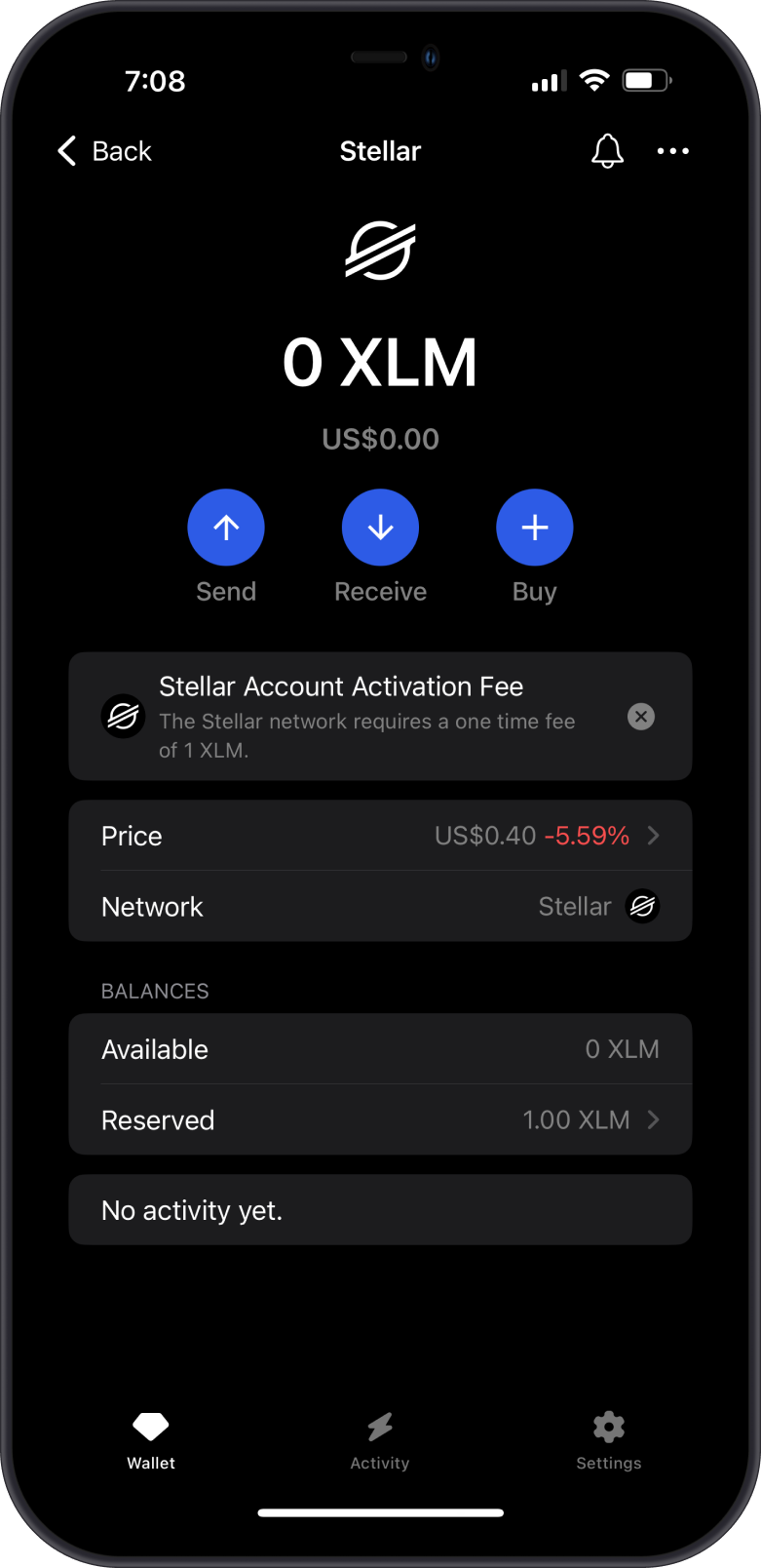 XLM Wallet on Gem Wallet