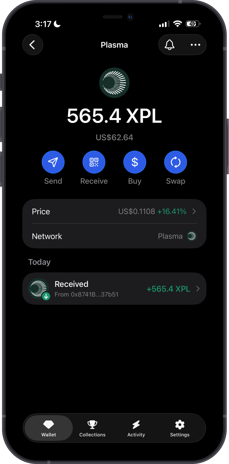 Plasma on Gem Wallet