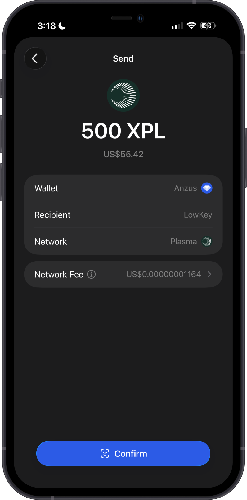 Send XPL on Gem Wallet