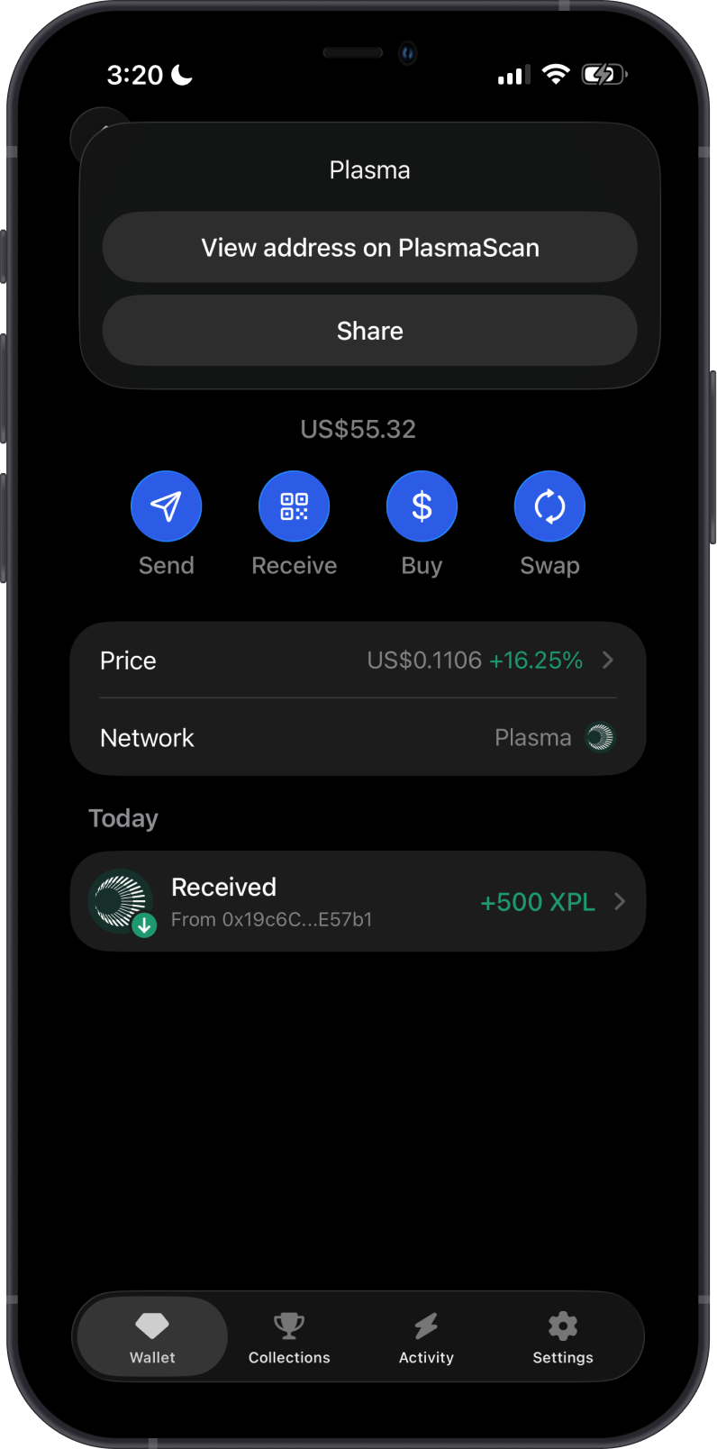 Open Plasma Explorer on Gem Wallet