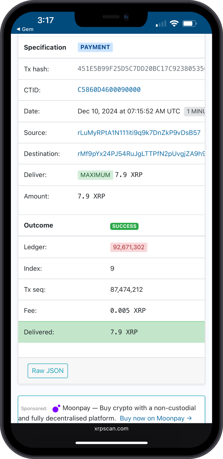 View Transaction on XRPSCAN