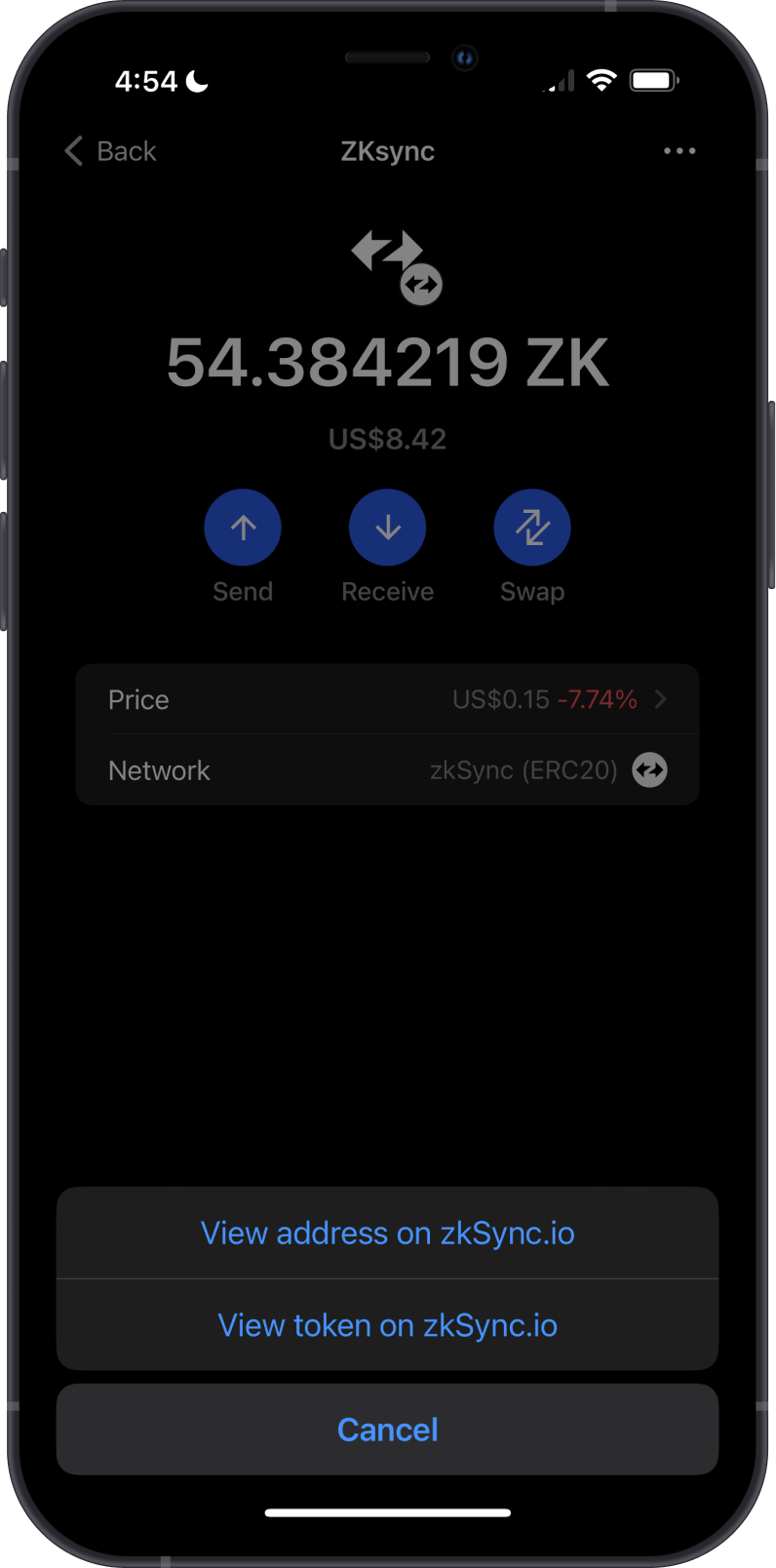 View Address Link to zkSync Era Explorer