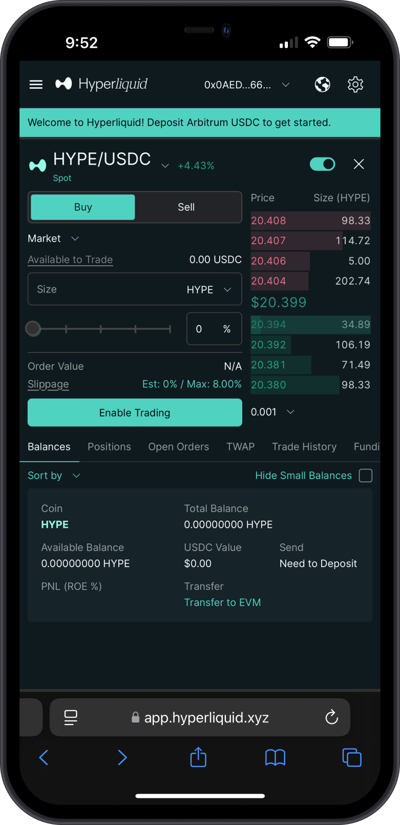 Enable Hyperliquid Trading