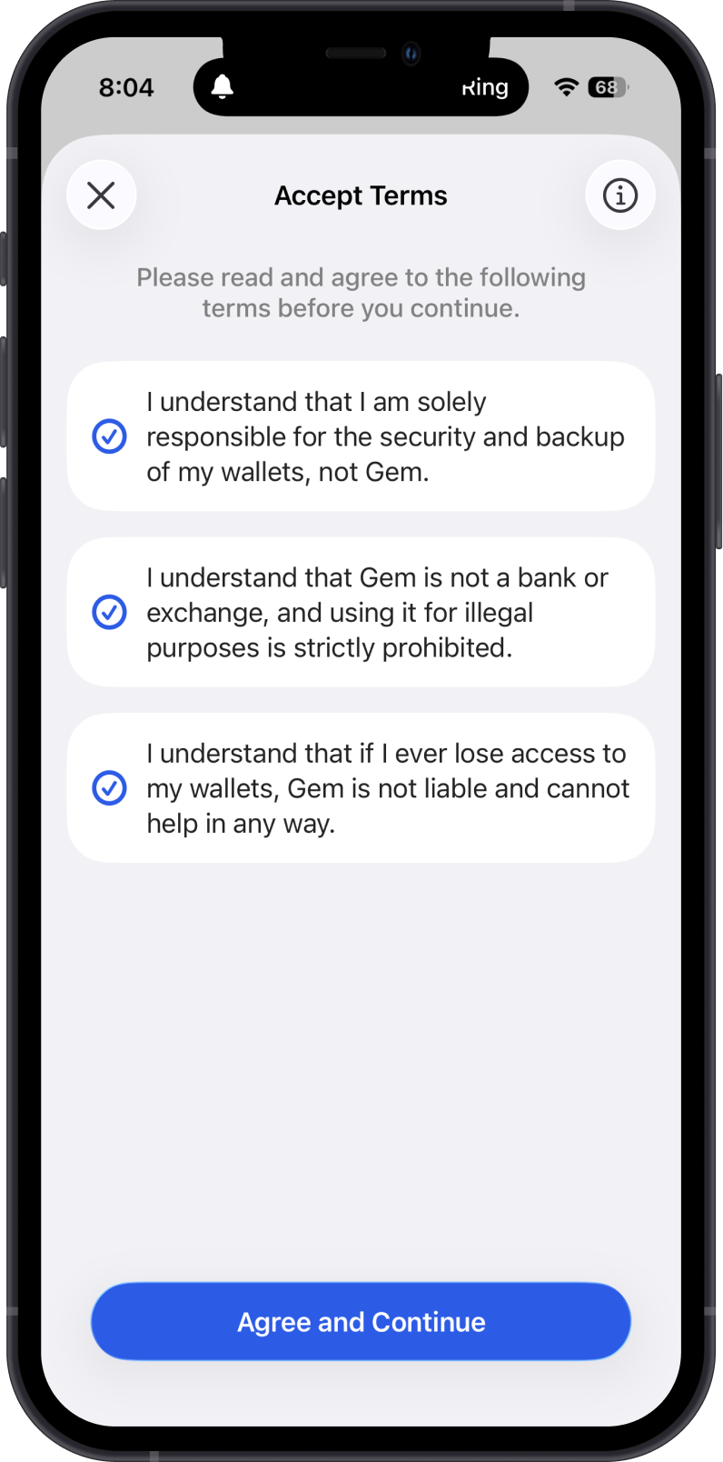 Self-Custody Wallet Terms