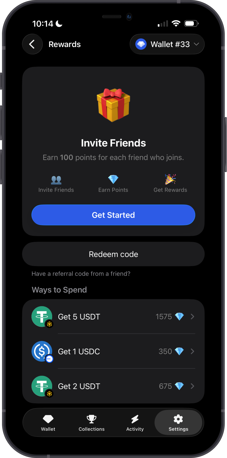 Gem Wallet Referral Rewards Welcome Screen
